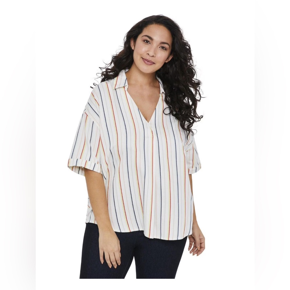 Love Ellen DeGeneres design, pullover striped top, 3X